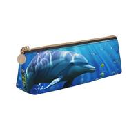 3D Underwater World Fish dolphi Printed Zipper Pencil Case Cute Stationery Organizer PVC Leather Triangle Makeup Bag Pen Pouch