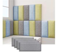 3D Upholstered Wall Panels - Pack of 2/4, Soft Fabric Anti-Collision Padding, Peel & Stick Wall-Mounted Headboard for Kids' Bedroom, Stylish Yellow-Green Decor