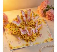 3D Valentine's Day Card,Forever Flower Bouquet 3d pop-up giftss,With Envelope, Butterfly Flower Vintage Decorations,for Women Wife Mom Mothers Sister Aunt Grandmother Friend