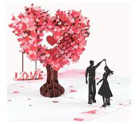 3D Valentine's Day Love Tree Greeting Card,Love Tree Pop Up Card,Romantic Dancing Under The Heart Tree 3D Greeting Card,Cherry Blossom Tree Loving-Heart Shaped Wedding Card for Wife,Husband,Couple