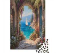 3D Vaulted Stone Archway with Blooming Flowers Rätsel Für Erwachsene || 70x50cm/1000pcs Puzzles Lernspiele Home Decor Puzzles