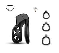 3D Ventilation Chastity Cage Lock Set with Three Wider Rings and Belt Small Lightweight Cock Cage with Urinal Men Penis SM Bondage Sex Toys Device for Adult (XS)