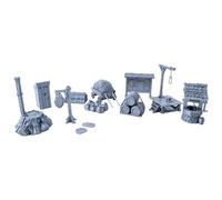 3D Vikings City Items Set - Comprehensive Terrain Accessories for Tabletop RPGs, Dungeons & Dragons, Warhammer - Includes Well, Toilet, Signs, Gallows, Newsboard, Cart, Wooden Stake - Unpainted