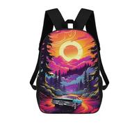 3D Vintage Car Sunset Drive -1 Kid's Backpack Waterproof 17inch School Bag Cute Rucksacks Fashion Casual Schoolbag for Kids for Girl Boy School