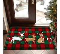 3d Vintage Checkered mas Carpet, With Claus And Deer Print, a Durable And Slip-Resistant Home oration-50x80cm