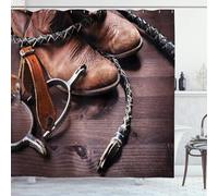 3D Vintage Cowboy Shower Curtain, Western Cowboy Bathroom Curtain Polyester Fabric Waterproof Shower Curtains, Shower Curtain Mould Proof with 8 Hooks, 120 x 200 cm 4522-FG