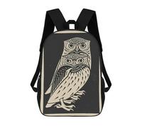 3D Vintage Owls 17 Inch School Backpack Student Casual Backpack For Kid's Children's Daypack Bookbag Hiking Sports Outdoor Work Travel Laptop Bag