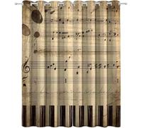 3D Vintage Sheet Music Blackout Curtains for Bedroom Thermal Insulated Eyelet Drapes 46 x 72 Inch 2 Panels Piano Keys Curtains for Living Room Office Room Window Treatments, 72 Drop A/1818