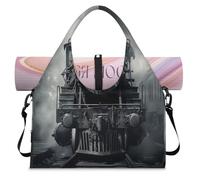 3D Vintage Steam Train Sports Duffel Bag for Women Men Weekend Overnight Bag with Shoe Compartment Shoulder Tote Luggage Bag for Yoga Gym Travel