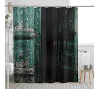 3D Vintage Wooden Door Shower Curtain, Barn Door Bathroom Curtain Polyester Fabric Waterproof Shower Curtains, Shower Curtain Mould Proof with 12 Hooks, 180 x 200 cm 6442-FG