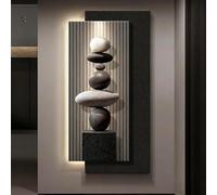 3D Vision Sandstone Wall Art Decor with LED Light, Luxury Sculpture for Vertical Hanging, Creative Stone Sculpture for Home Entrance