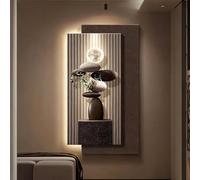 3D Vision Sandstone Wall Art Decor with LED Light, Luxury Sculpture for Vertical Hanging, Creative Stone Sculpture for Home Entrance