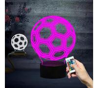 3D Visual Acrylic Football Shape USB Charge Night Light 16 color Illusion with Remote control/Touch Switch Creative Birthday Gift for Kids Teens Sports Soccer Fans Beside Atmosphere Desk Lamp