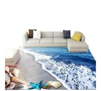 3D Visual Blue Ocean Rug with Beach Design Carpet, Large Sea Wave Area Rugs for Girls Bedroom-Cute Garden Mat Non-Slip Sofa Mat (Beach,40''x60'')