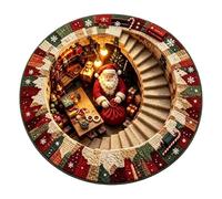 3D Visual Christmas Round Area Rug Crystal Velvet Non-Slip Point- Back Carpet Santa Xmas Decorative Floor Mat Washable Stain- Large Rug For Living Room Bedroom Bedside Home (D, 60x60cm)
