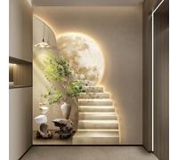 3D Visual Effect Wall Art, LED Light Up Crystal Porcelain Zen Stone & Golden Deer, Modern Home Decor for Entryway or Living Room, Ready to Hang