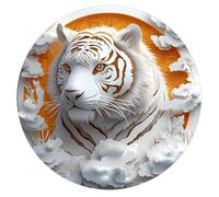 3D Visual Effect Wooden Jigsaw Puzzle White Animal Floral Surroundings Design Challenging Game for Family Bonding Unique Modern Home Wall Art Decor(M-20×20 cm)