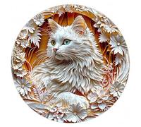 3D Visual Effect Wooden Jigsaw Puzzle White Animal Floral Surroundings Design Challenging Game for Family Bonding Unique Modern Home Wall Art Decor(M-20×20 cm)