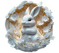 3D Visual Effect Wooden Jigsaw Puzzle White Animal Floral Surroundings Design Challenging Game for Family Bonding Unique Modern Home Wall Art Decor(M-20×20 cm)