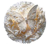 3D Visual Effect Wooden Jigsaw Puzzle White Animal Floral Surroundings Design Challenging Game for Family Bonding Unique Modern Home Wall Art Decor(M-20×20 cm)