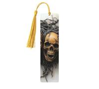 3D Visual Effects Skull and Branches Double-Sided Printed Wooden Bookmarks 5pcs, Women Presents for Book Lovers Cool Notebook Accessories Birthday Presents for Men(5 Piece Set)