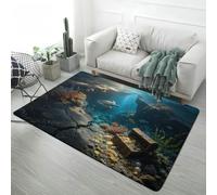 3D Visual Illusion Area Rug, Non-Slip Soft Decorative Floor Carpet, Underwater World Dinosaur Deep Sea Vortex Fissure Magma Carpet for Living Room Bedroom Kids Room Home Decor, 80x120 cm, Color 2