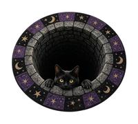 3d Visual Illusion Round Carpet, Black Cat Carpet, Eyeball Floor Mat,