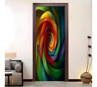 3D Visual Impact Patterns Waterproof 3D Door Stickers Peel and Stick 95x215 cm, PVC Self-Adhesive Removable Colorful Door Murals Poster for Bedroom Living Room Home Decor