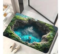 3D Visual Polyester Cloth Floor Mat for Household Bathroom Door, Absorbent and Non Slip Foot Mat, Easy to Maintain