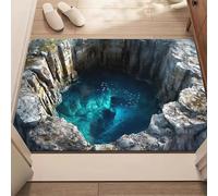 3D Visual Polyester Cloth Floor Mat for Household Bathroom Door, Absorbent and Non Slip Foot Mat, Easy to Maintain