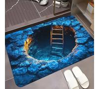 3D Visual Polyester Cloth Floor Mat for Household Bathroom Door, Absorbent and Non Slip Foot Mat, Easy to Maintain