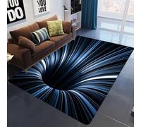 3D Visual Swirl Abstract Area Rug 120x180 cm Blue Black Lines Black Hole Graffiti Gaming Rug for Teen Kids Room Large Gaming Rug, Esports Gaming Accessories Non-slip Teen Gaming Rug Living Room Carpet