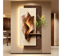 3D Visual Wall Art, Sandstone Texture Decorative Painting, with Vase and Artificial Plant, for Living Room, Hallway, Dining Room, Office