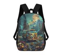 3D Vivid Van in Fantasy Forest Print Children Backpack for School Students Backpacks Schoolbag Shoulder Book Bags 17inch