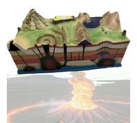 3d Volcano Distribution Model, Geology Plate Tectonic Demonstration, Large Volcano Complete Demonstration Model, 23.8x12.4x9.6 Inch, Lake Model, Pvc, Study Teaching Tool For Classroom Display