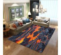 3D Volcano Magma Rock Living Room Carpet Black Gray Red Home Decor Flannel Area Rugs for Bedroom Laundry Room Bathroom Non-Slip Floor Mats Hallway Runner Carpet Doormat, 160x200 cm, Color 2