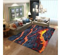 3D Volcano Magma Rock Living Room Carpet Black Gray Red Home Decor Flannel Area Rugs for Bedroom Laundry Room Bathroom Non-Slip Floor Mats Hallway Runner Carpet Doormat, 100x200 cm, Color 5