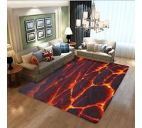 3D Volcano Magma Rock Living Room Carpet Black Gray Red Home Decor Flannel Area Rugs for Bedroom Laundry Room Bathroom Non-Slip Floor Mats Hallway Runner Carpet Doormat, 160x200 cm, Color 6