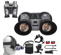 3D VRHead Mounted Night Vision Goggles - Rechargeable Night Vision Binoculars for Adults, Built-in Giant Sn, 6X Digital Zoom, with Two 32GB TF Cards for Camping