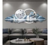 3D Wall Art Clock with LED Light, Acrylic Crystal Design, Panoramic Landscape for Living Room, Plug-in Power Supply, Unique Home Decoration, 13.8in x 39.4in