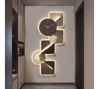 3D Wall Art Clock with LED Light, Modern Geometric Design, Silent Movement Decorative Wall Decor for Entryway, Plug-In Power Supply, 19.7 x 39.4 in