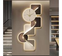3D Wall Art Clock with LED Light, Modern Geometric Design, Silent Movement Decorative Wall Decor for Entryway, Plug-In Power Supply, 19.7 x 39.4 in