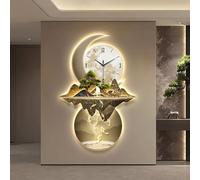 3D Wall Art Clock with LED Light, Plug-In Type, Crystal Ceramic Finish, Suitable for Living Rooms and Hallways