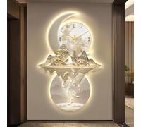 3D Wall Art Clock with LED Light, Plug-In Type, High-Transparency Crystal Ceramic Finish, Suitable for Living Rooms and Hallways