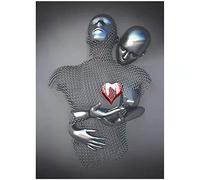 3D Wall Art Decor Artwork Figure Statue Modern Art Canvas Painting,Large Wall Art for Bathroom Bedroom Decoration (Hold Red Heart)
