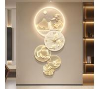 3D Wall Art Decor Clock, Large 3D Wall Sculptures with LED Light, Home Hanging Decor, Plug-in Power Supply, Suitable for Corridor, Living Room, Dining Room(Beige 1,45x100cm/17.7x39.4in)