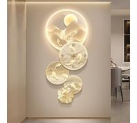 3D Wall Art Decor Clock, Large 3D Wall Sculptures with LED Light, Home Hanging Decor, Plug-in Power Supply, Suitable for Corridor, Living Room, Dining Room(Beige 2,40x90cm/15.7x35.4in)