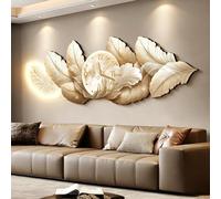 3D Wall Art Decor Clock, Modern Feather Design Decorative Clock with LED Light for Living Room, Bedroom, Office, Hallway, Entrance - Stylish Home Decoration