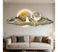 3D Wall Art Decor Clock With LED Light Featuring a Chinese landscape Painting Style this Piece makes an Excellent Decoration for the Living Room it Features a Silent Movement and a Uniq C 47.2*15.7in