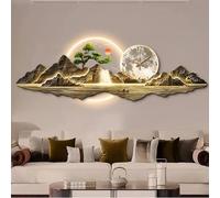 3D Wall Art Decor Clock With LED Light Featuring a Chinese landscape Painting Style this Piece makes an Excellent Decoration for the Living Room it Features a Silent Movement and a Unique A 59*19.7in